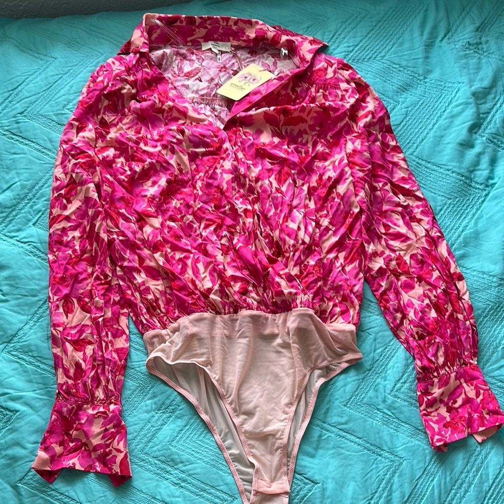 Pink Floral Long Sleeve Bodysuit